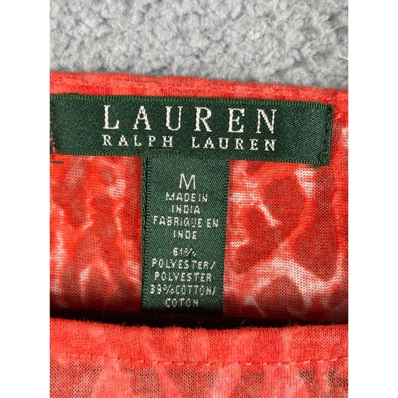 Lauren Ralph Lauren Womens Pink & Orange Top With Tie At Bottom Size M - Picture 3 of 8